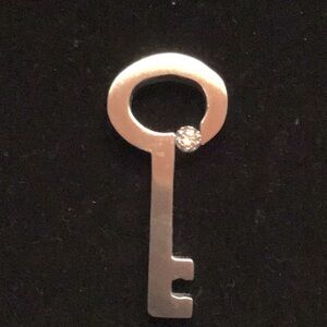 New Fashion Key Pendant, Stainless Steel accented with/ round CZ.